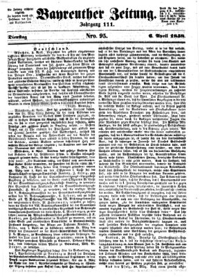 Bayreuther Zeitung Dienstag 6. April 1858