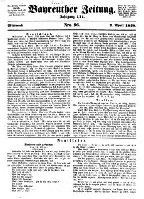 Bayreuther Zeitung Mittwoch 7. April 1858