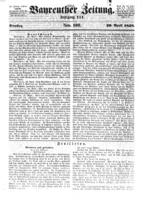 Bayreuther Zeitung Dienstag 20. April 1858