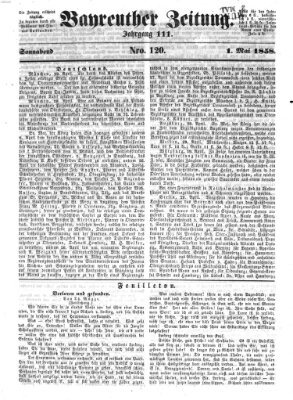 Bayreuther Zeitung Samstag 1. Mai 1858