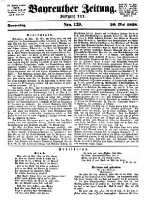 Bayreuther Zeitung Donnerstag 20. Mai 1858