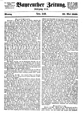 Bayreuther Zeitung Montag 31. Mai 1858