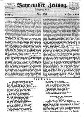 Bayreuther Zeitung Dienstag 1. Juni 1858