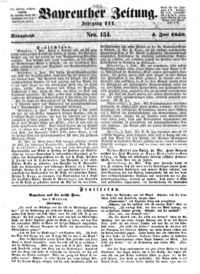 Bayreuther Zeitung Samstag 5. Juni 1858