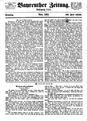 Bayreuther Zeitung Sonntag 13. Juni 1858