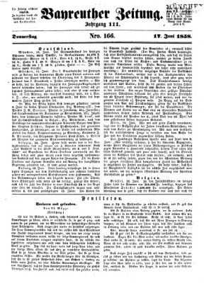 Bayreuther Zeitung Donnerstag 17. Juni 1858