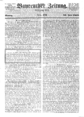 Bayreuther Zeitung Montag 21. Juni 1858