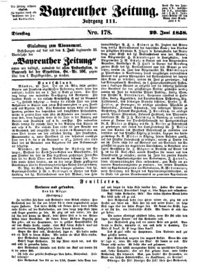 Bayreuther Zeitung Dienstag 29. Juni 1858