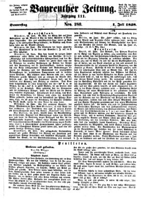 Bayreuther Zeitung Donnerstag 1. Juli 1858