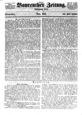 Bayreuther Zeitung Donnerstag 15. Juli 1858