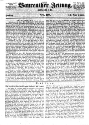 Bayreuther Zeitung Freitag 16. Juli 1858