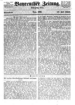 Bayreuther Zeitung Samstag 17. Juli 1858