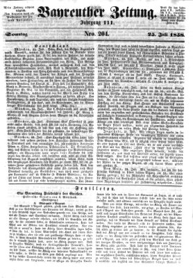 Bayreuther Zeitung Sonntag 25. Juli 1858