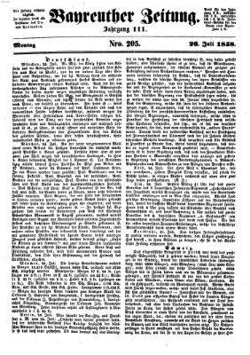 Bayreuther Zeitung Montag 26. Juli 1858