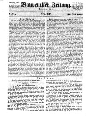 Bayreuther Zeitung Freitag 30. Juli 1858