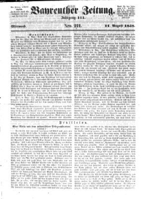 Bayreuther Zeitung Mittwoch 11. August 1858