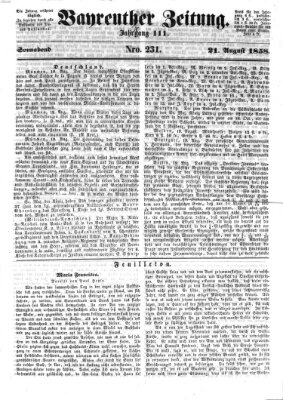 Bayreuther Zeitung Samstag 21. August 1858