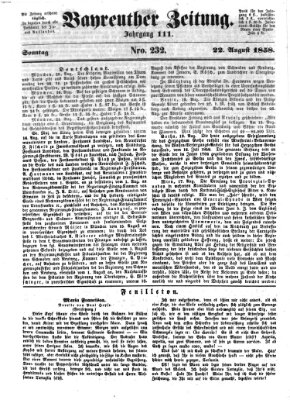 Bayreuther Zeitung Sonntag 22. August 1858