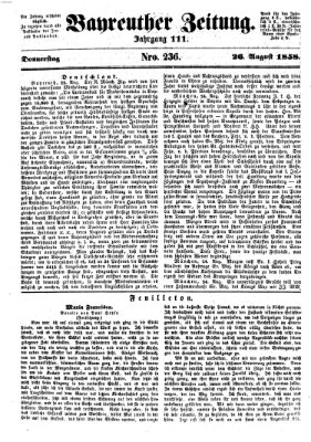 Bayreuther Zeitung Donnerstag 26. August 1858