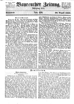 Bayreuther Zeitung Samstag 28. August 1858