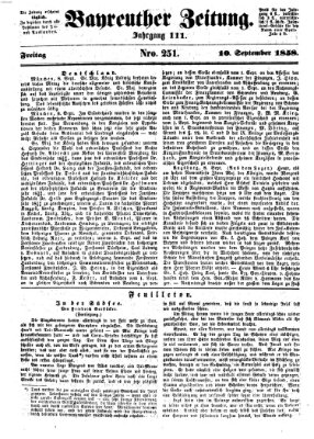 Bayreuther Zeitung Freitag 10. September 1858