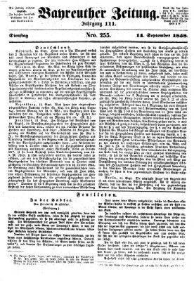 Bayreuther Zeitung Dienstag 14. September 1858