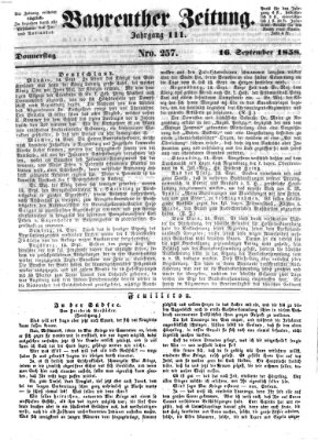 Bayreuther Zeitung Donnerstag 16. September 1858