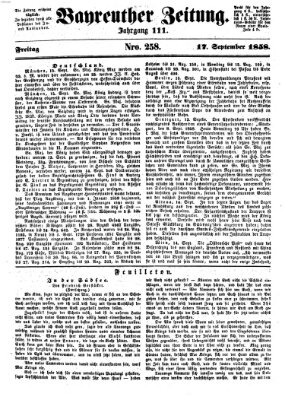 Bayreuther Zeitung Freitag 17. September 1858