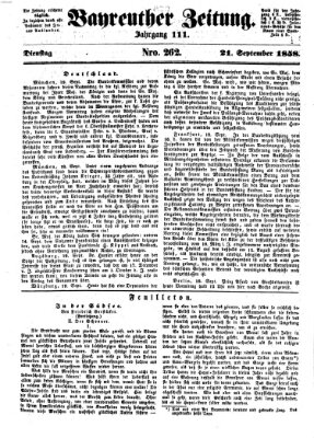 Bayreuther Zeitung Dienstag 21. September 1858