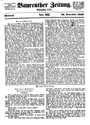 Bayreuther Zeitung Mittwoch 22. September 1858