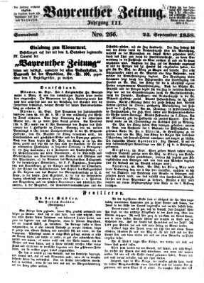 Bayreuther Zeitung Samstag 25. September 1858