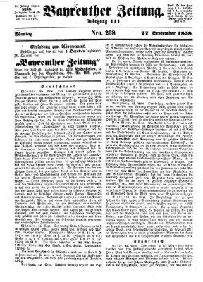 Bayreuther Zeitung Montag 27. September 1858