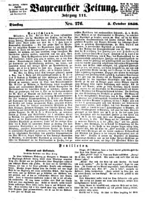 Bayreuther Zeitung Dienstag 5. Oktober 1858