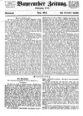 Bayreuther Zeitung Mittwoch 13. Oktober 1858