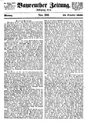 Bayreuther Zeitung Montag 18. Oktober 1858