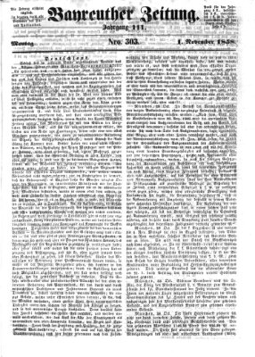 Bayreuther Zeitung Montag 1. November 1858