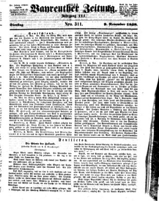 Bayreuther Zeitung Dienstag 9. November 1858