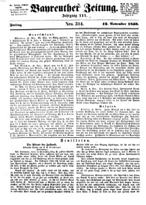 Bayreuther Zeitung Freitag 12. November 1858