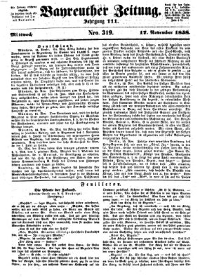 Bayreuther Zeitung Mittwoch 17. November 1858