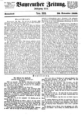 Bayreuther Zeitung Samstag 20. November 1858