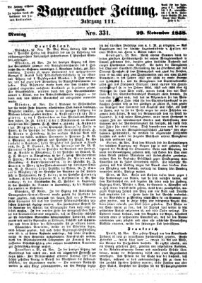 Bayreuther Zeitung Montag 29. November 1858