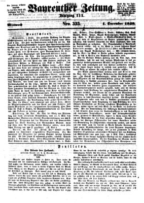 Bayreuther Zeitung Mittwoch 1. Dezember 1858