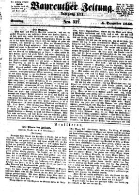 Bayreuther Zeitung Sonntag 5. Dezember 1858