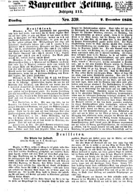 Bayreuther Zeitung Dienstag 7. Dezember 1858