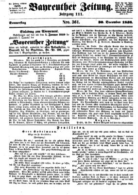 Bayreuther Zeitung Donnerstag 30. Dezember 1858