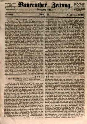 Bayreuther Zeitung Montag 3. Januar 1859