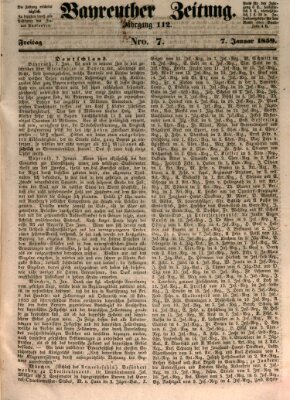 Bayreuther Zeitung Freitag 7. Januar 1859