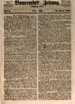 Bayreuther Zeitung Montag 10. Januar 1859