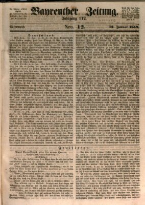 Bayreuther Zeitung Mittwoch 12. Januar 1859