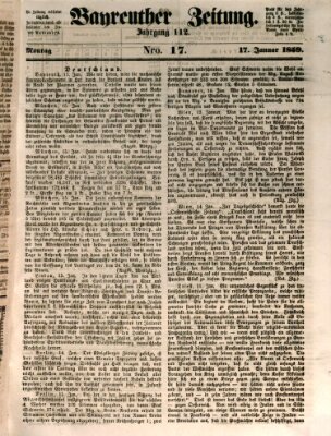 Bayreuther Zeitung Montag 17. Januar 1859